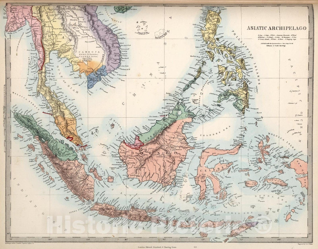 Historic Map : Asiatic Archipelago., 1865, Vintage Wall Art
