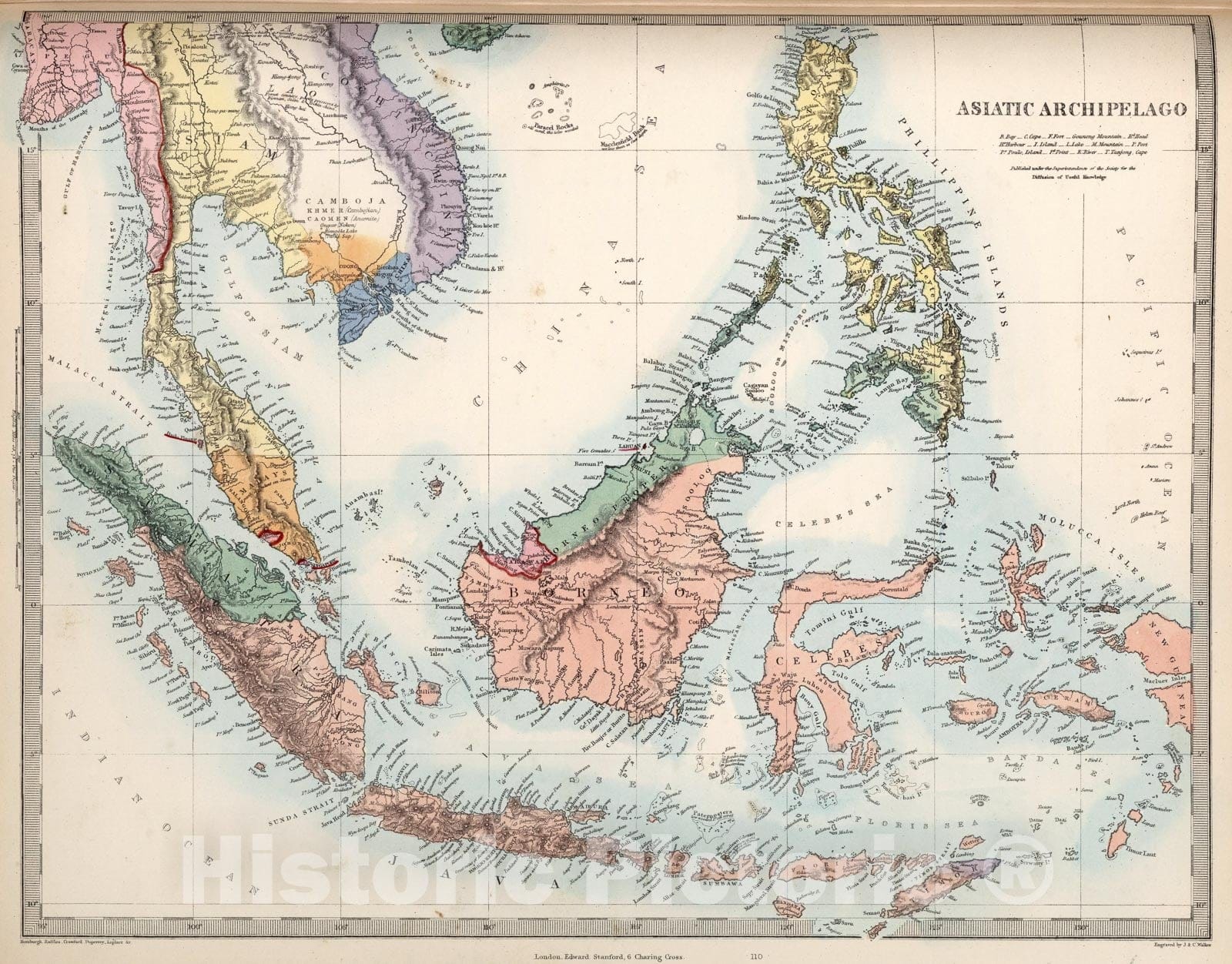 Historic Map : Asiatic Archipelago., 1865, Vintage Wall Art