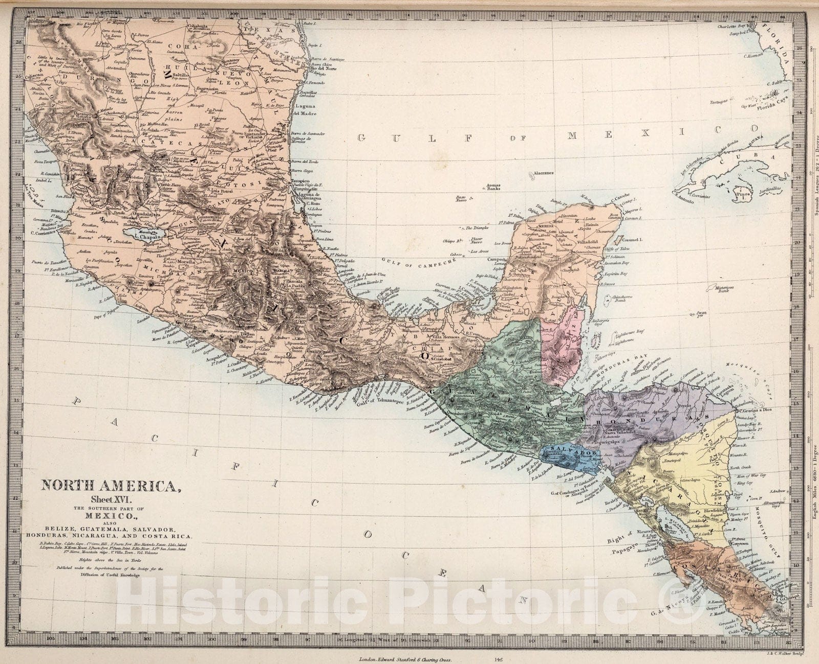 Historic Map : North America, Sheet XVI, the Southern Part of Mexico., 1865, Vintage Wall Art