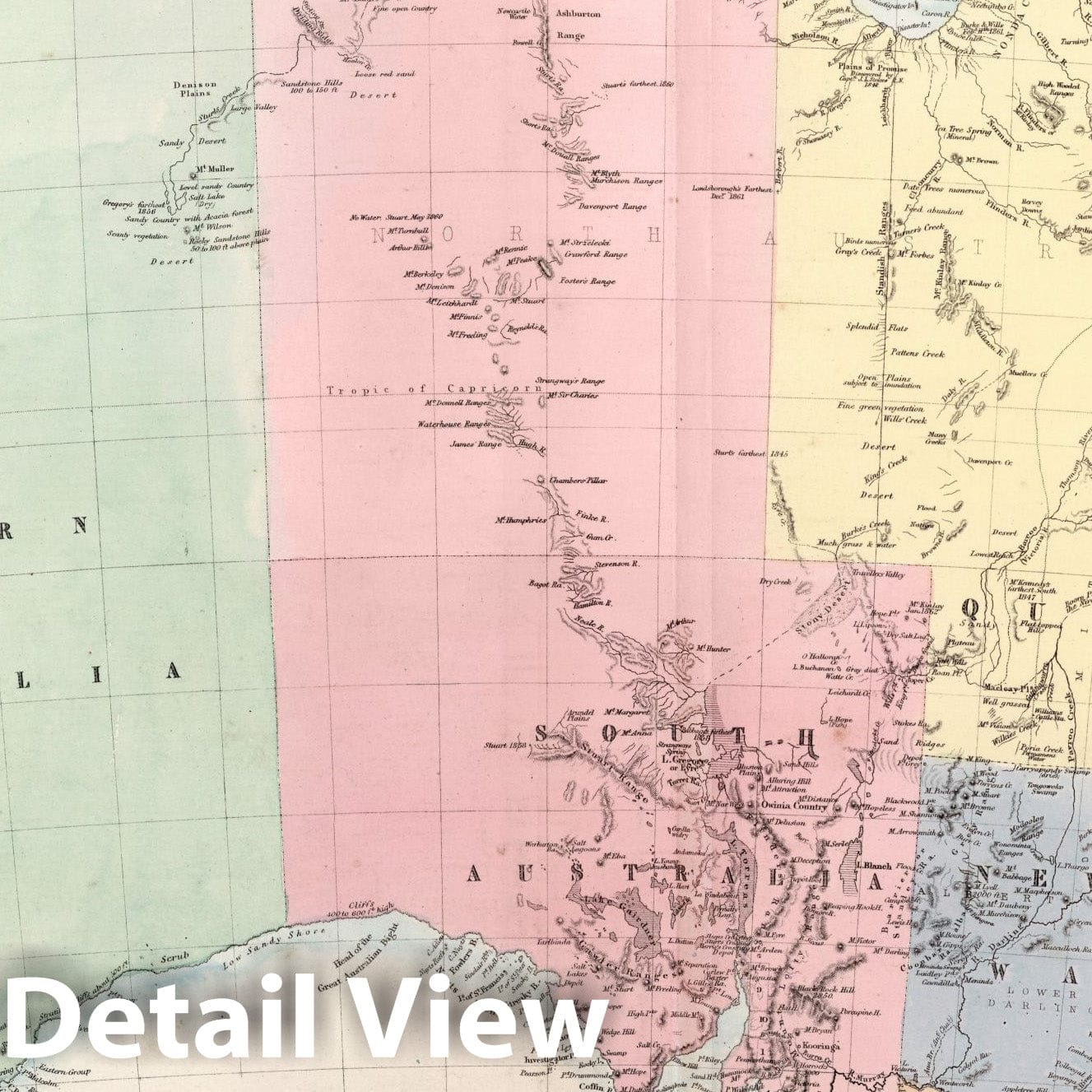 Australia and Tasmania - Geologic Map, 1865 - Historical Map Print
