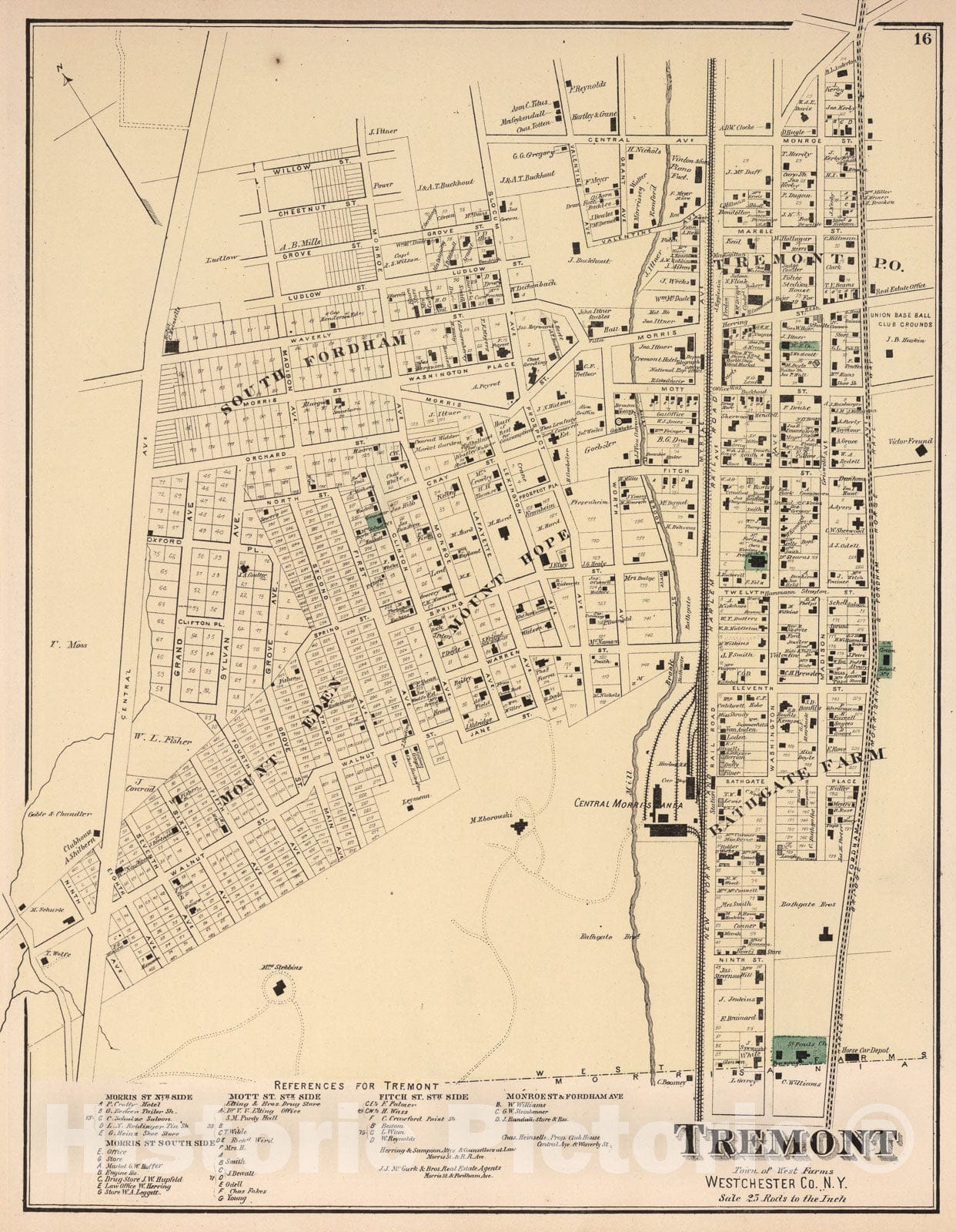 Historic Map : Tremont, New York., 1872, Vintage Wall Art