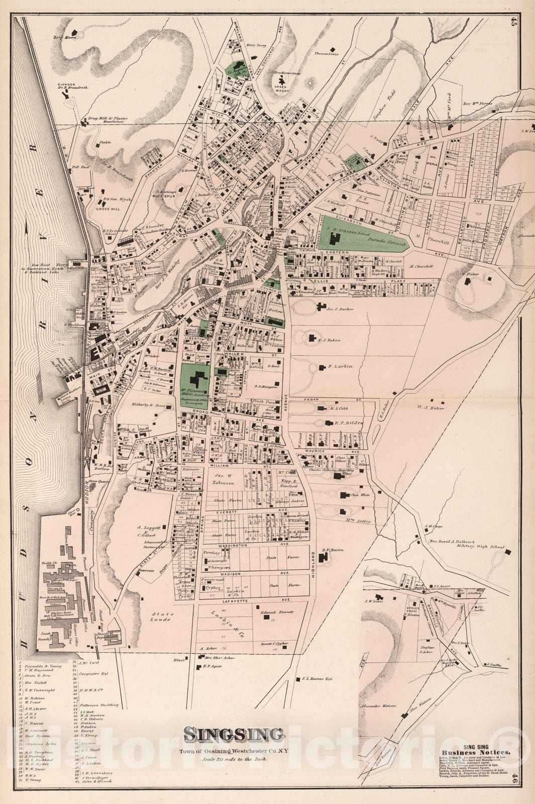 Historic Map : Singsing (Sparta), New York., 1872, Vintage Wall Art