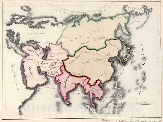 Historic Map : Asie Politique, 1844, Vintage Wall Art