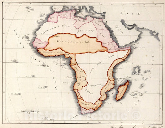 Historic Map : Afrique Politique, 1844, Vintage Wall Art