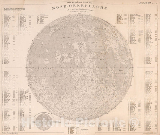 Historic Map : Die sichtbare Seite der Mond. (Moon)., 1841, Vintage Wall Art