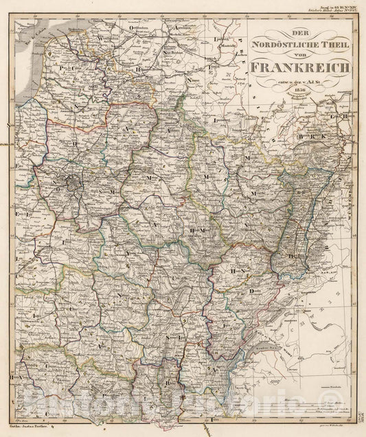 Historic Map : Der Nordostliche Theil von Frankreich. (Northeastern France)., 1851, Vintage Wall Art