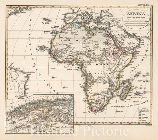 Africa - Plate No. LI, 1850 - Stieler's Hand-Atlas Map Print