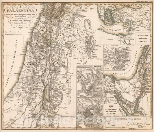 Historic Map : Palestina. (Palestine)., 1851, Vintage Wall Art