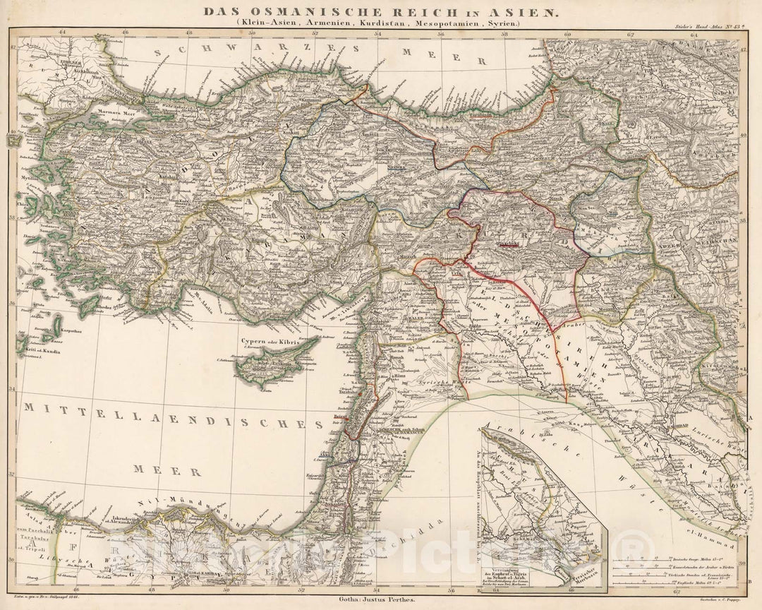 Historic Map : Das Osmanische Reich in Asien, (Ottoman Empire in Asia)., 1846, Vintage Wall Art