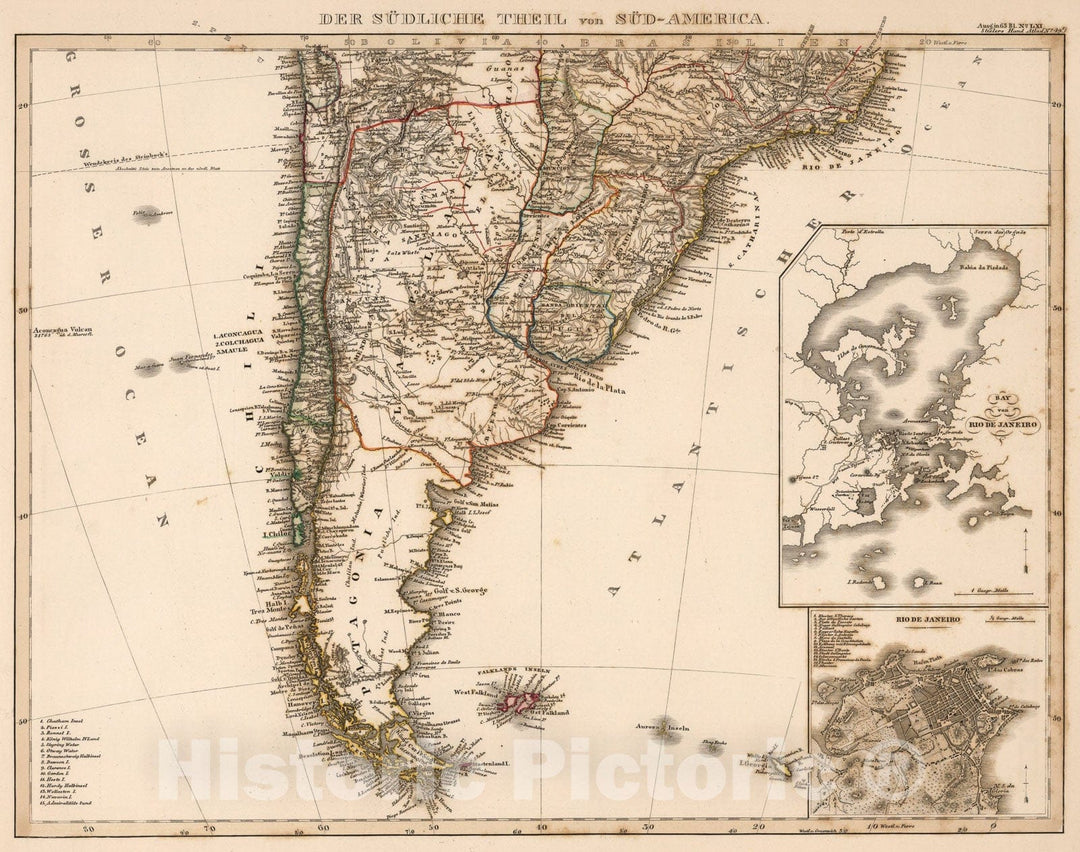 Historic Map : Sud-Amerika. (South America)., 1850, Vintage Wall Art