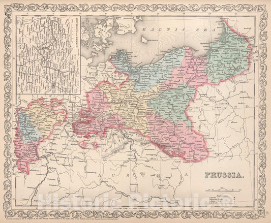 Historic Map : Prussia, 1857, Vintage Wall Art
