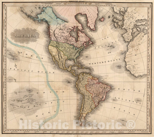Historic Map : America., 1823, Vintage Wall Art