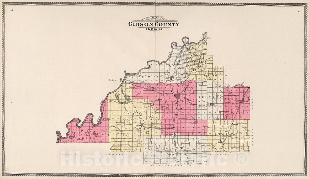 Historic Map : Gibson County, Indiana., 1899, Vintage Wall Art
