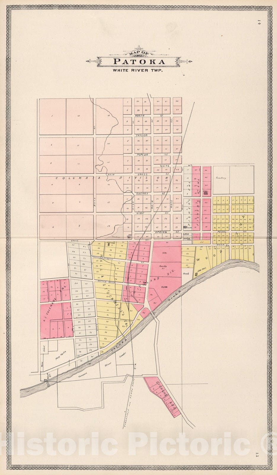 Historic Map : Patoka, White River Township, Gibson County, Indiana., 1899, Vintage Wall Art