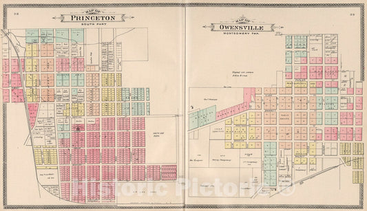 Historic Map : Princeton, South Part. Map of Owensville, Montgomery Township, Gibson County, Indiana., 1899, Vintage Wall Art