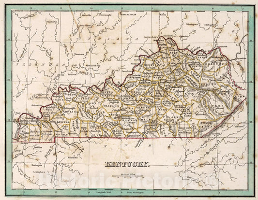 Historic Map : Kentucky, 1838, Vintage Wall Art
