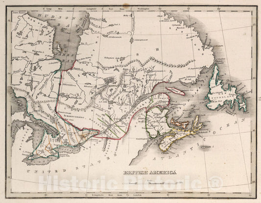 Historic Map : British America, 1838, Vintage Wall Art