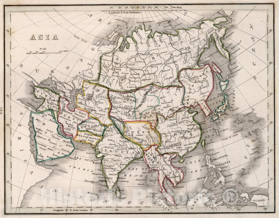 Historic Map : Asia, 1838, Vintage Wall Art