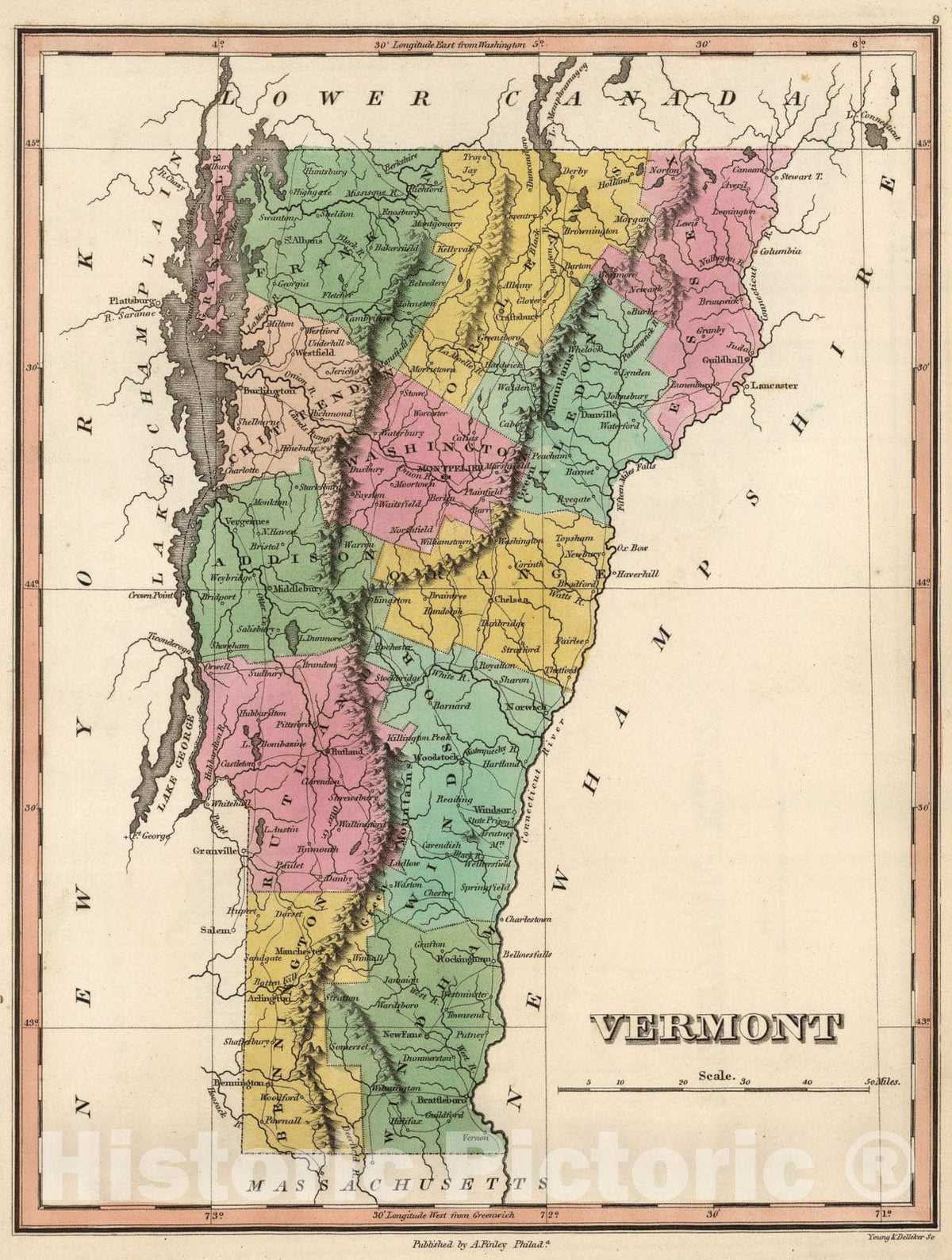 Historic Map : Vermont., 1824, Vintage Wall Art