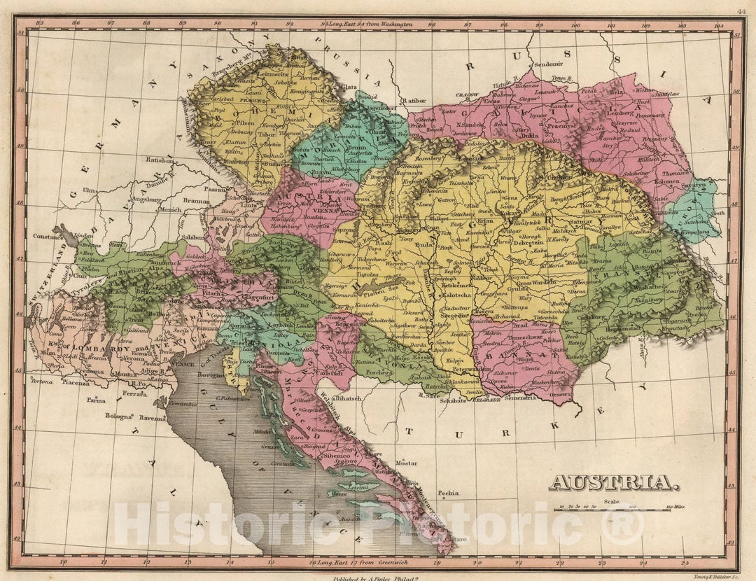 Historic Map : Austria., 1824, Vintage Wall Art