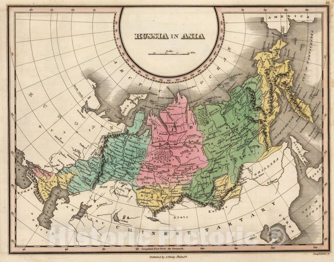 Historic Map : Russia in Asia., 1824, Vintage Wall Art