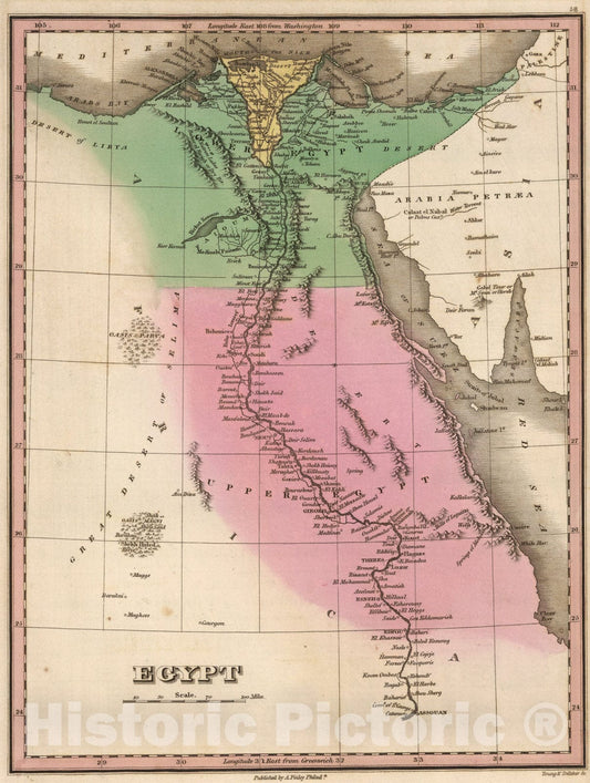 Historic Map : Egypt., 1824, Vintage Wall Art