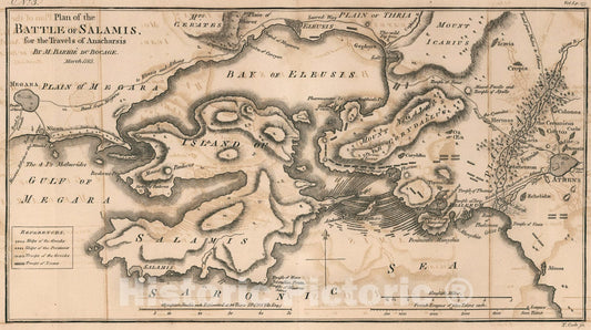 Historic Map : Plan of the Battle of Salamis. No. 3, 1785, Vintage Wall Art