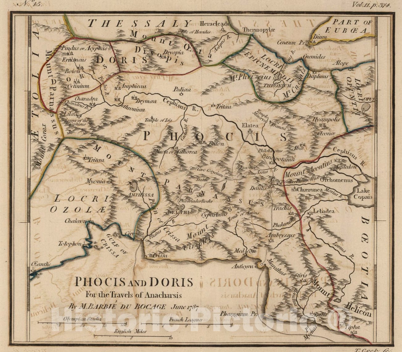 Historic Map : Phocis and Doris. No. 15, 1787, Vintage Wall Art