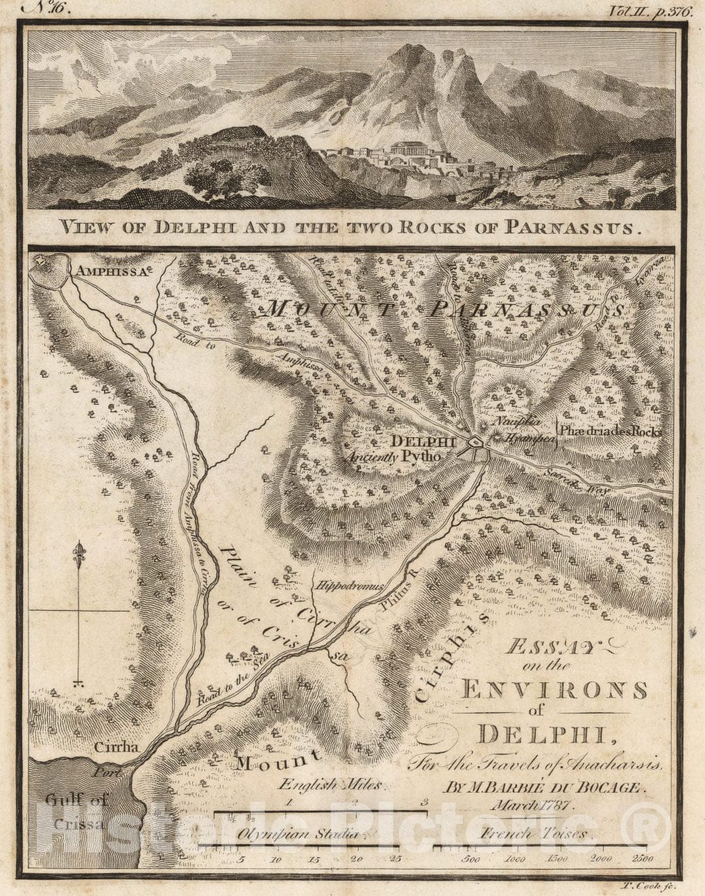 Historic Map : Essay on the Environs of Delphi. No. 16, 1787, Vintage Wall Art