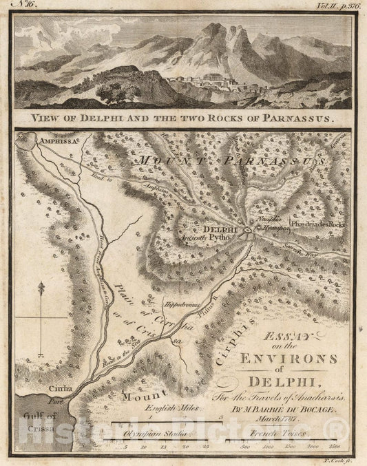 Historic Map : Essay on the Environs of Delphi. No. 16, 1787, Vintage Wall Art