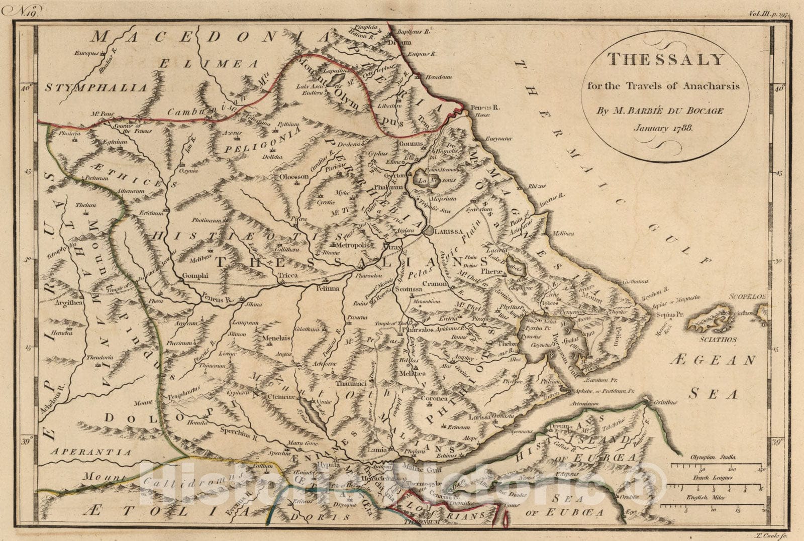 Historic Map : Thessaly. No. 19, 1788, Vintage Wall Art