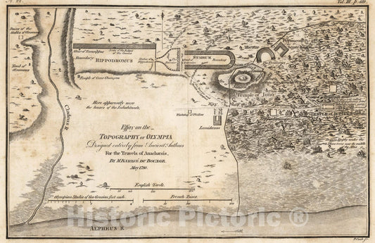 Historic Map : Essay on the Topography of Olympia. No. 22, 1780, Vintage Wall Art