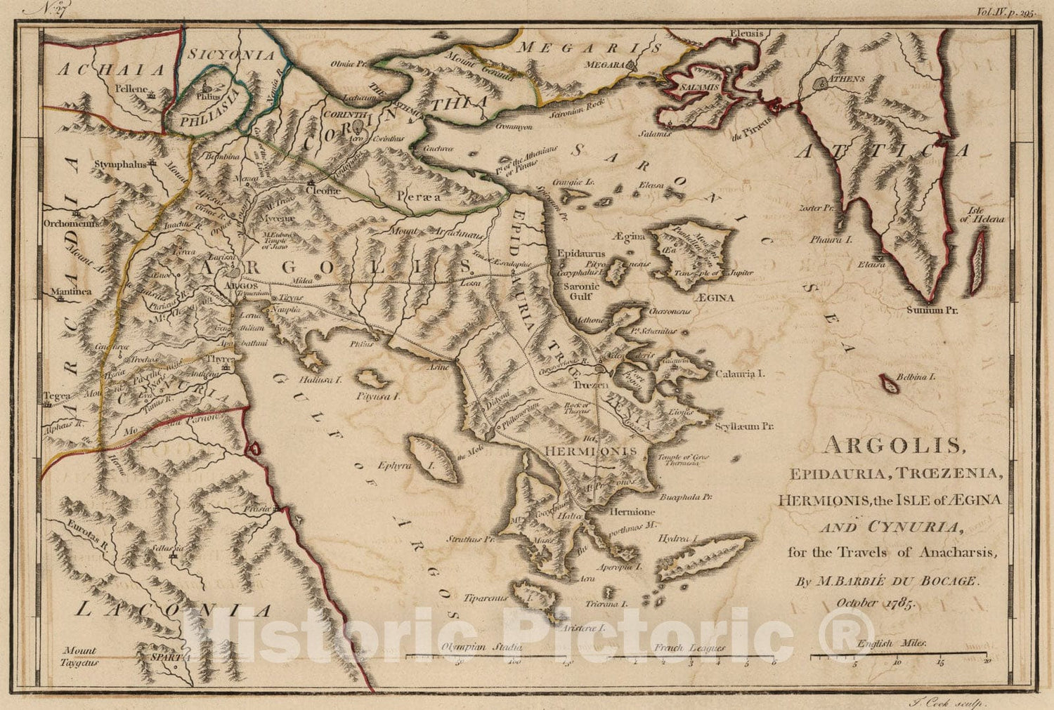 Historic Map : Argolis, Epidauria, Trcezenia, Hermionis, the Isle of Aegina and Cynuria. No. 27, 1785, Vintage Wall Art