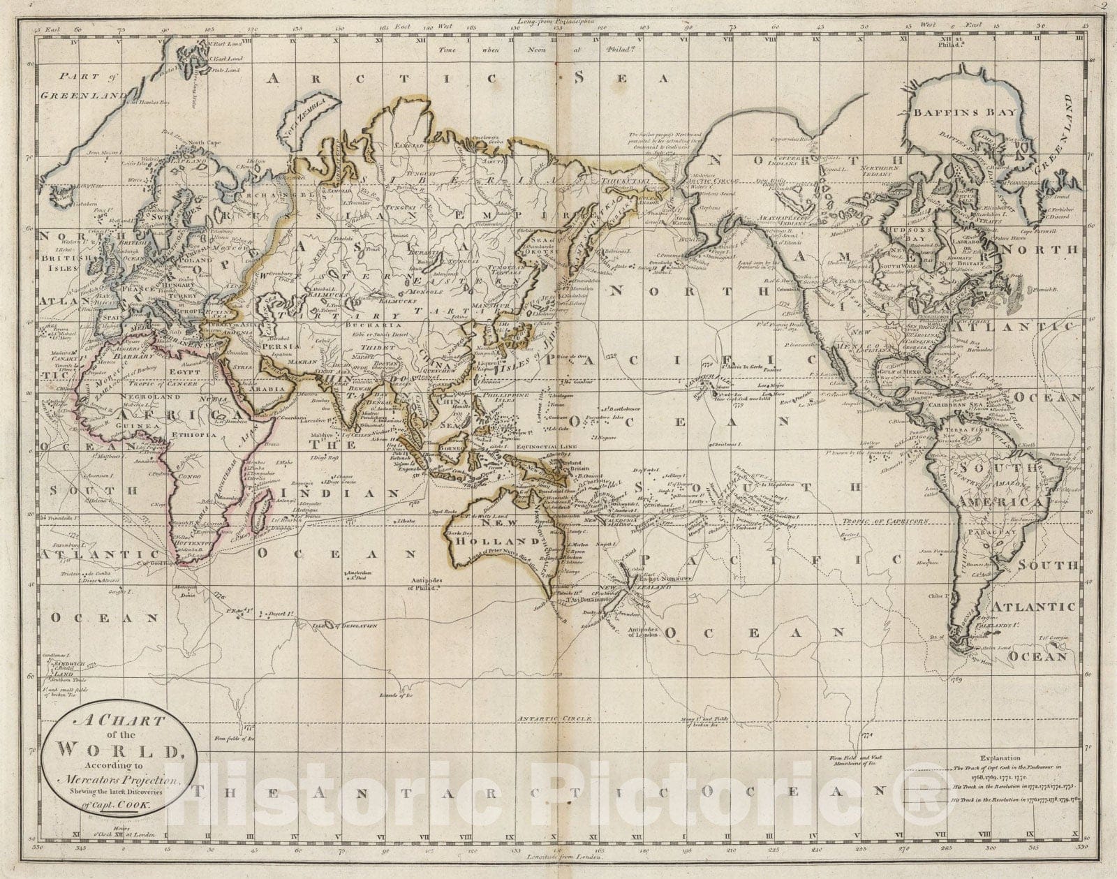 Historic Map : Chart of the World., 1818, Vintage Wall Art