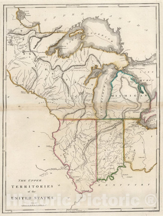 Historic Map : Upper Territories of the United States., 1818, Vintage Wall Art