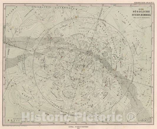 Historic Map : Der Nordliche Stern. Himmel. (Stars in the Northern Sky)., 1880, Vintage Wall Art