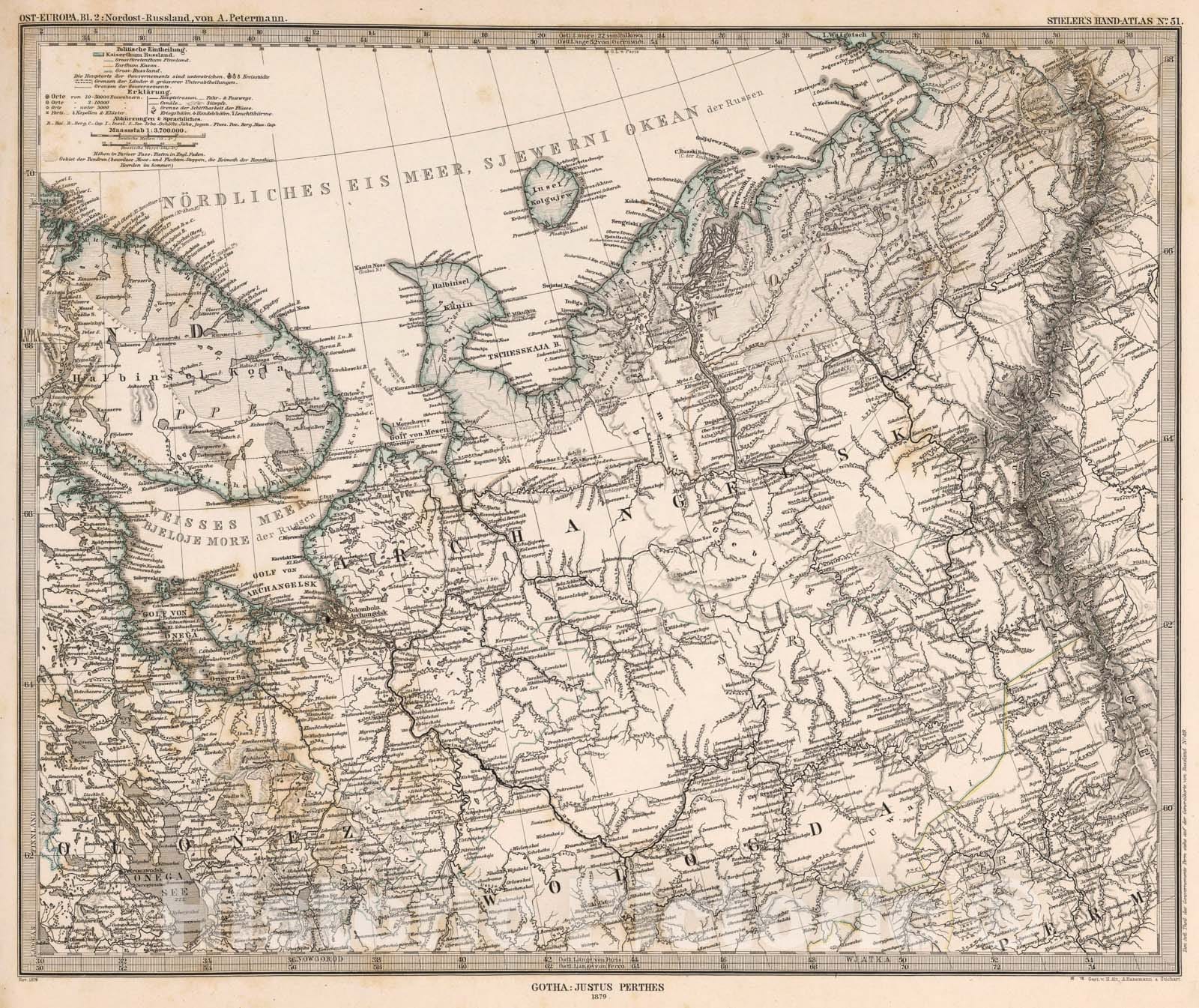 Historic Map : Blatt 2. Nordost-Russland (Northeast Russia)., 1879, Vintage Wall Art