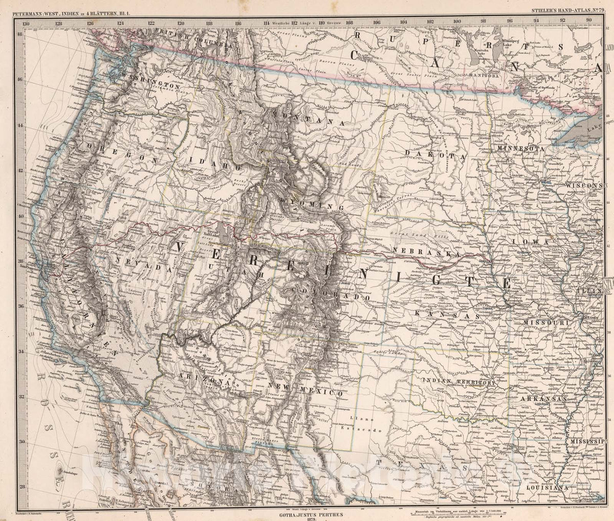 Historic Map : West-Indien in four Blattern, Bl. one (West Indies in four Sheets, Sheet one)., one879, Vintage Wall Art