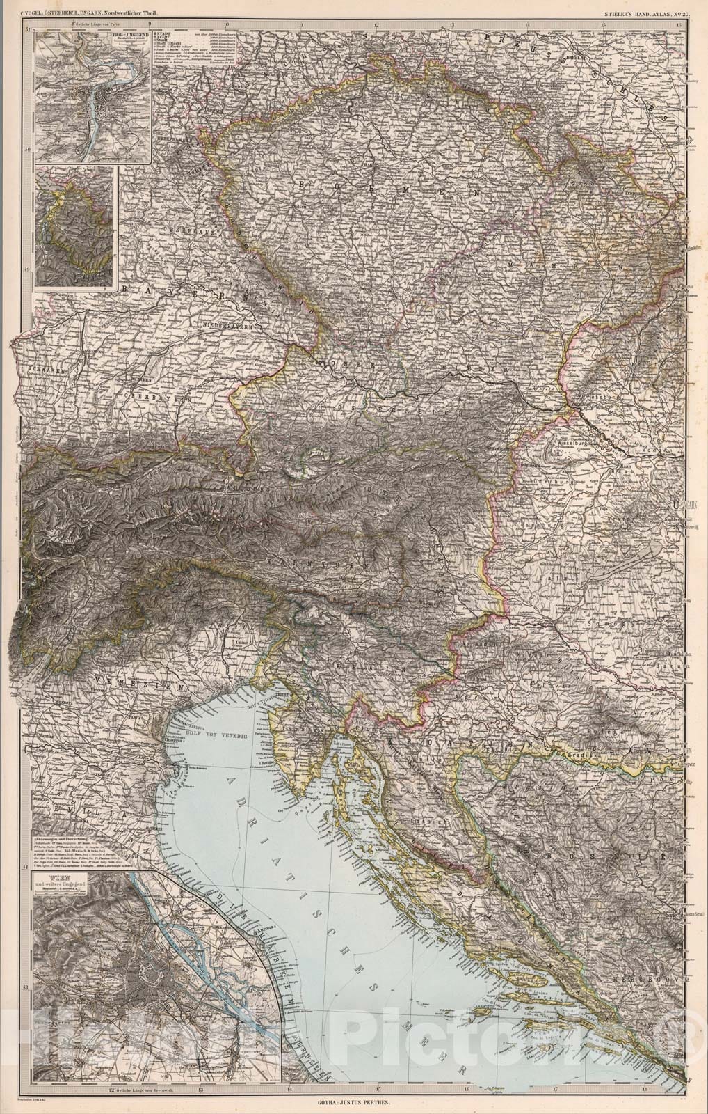 Historic Map : Composite: Osterreich_Ungarn,, 1882, Vintage Wall Art