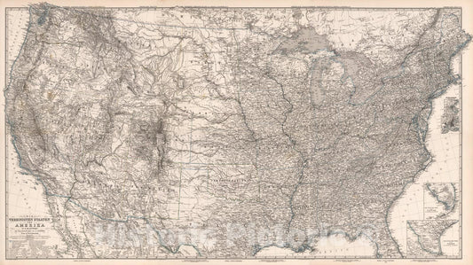 Historic Map : Composite: Vereinigte Staaten von Amerika in six Blattern (United Sates)., 1880, Vintage Wall Art