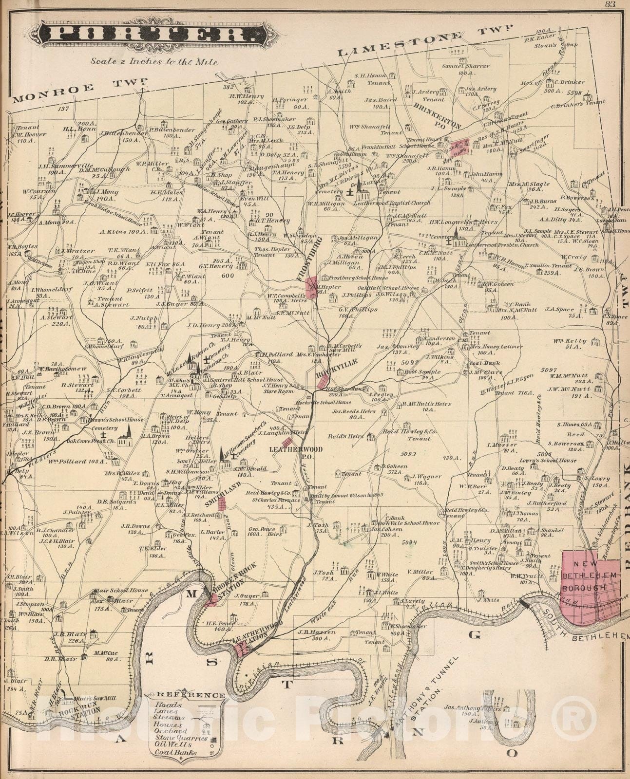 Historic Map : Porter, Clarion County, Pennsylvania., 1877, Vintage Wall Art