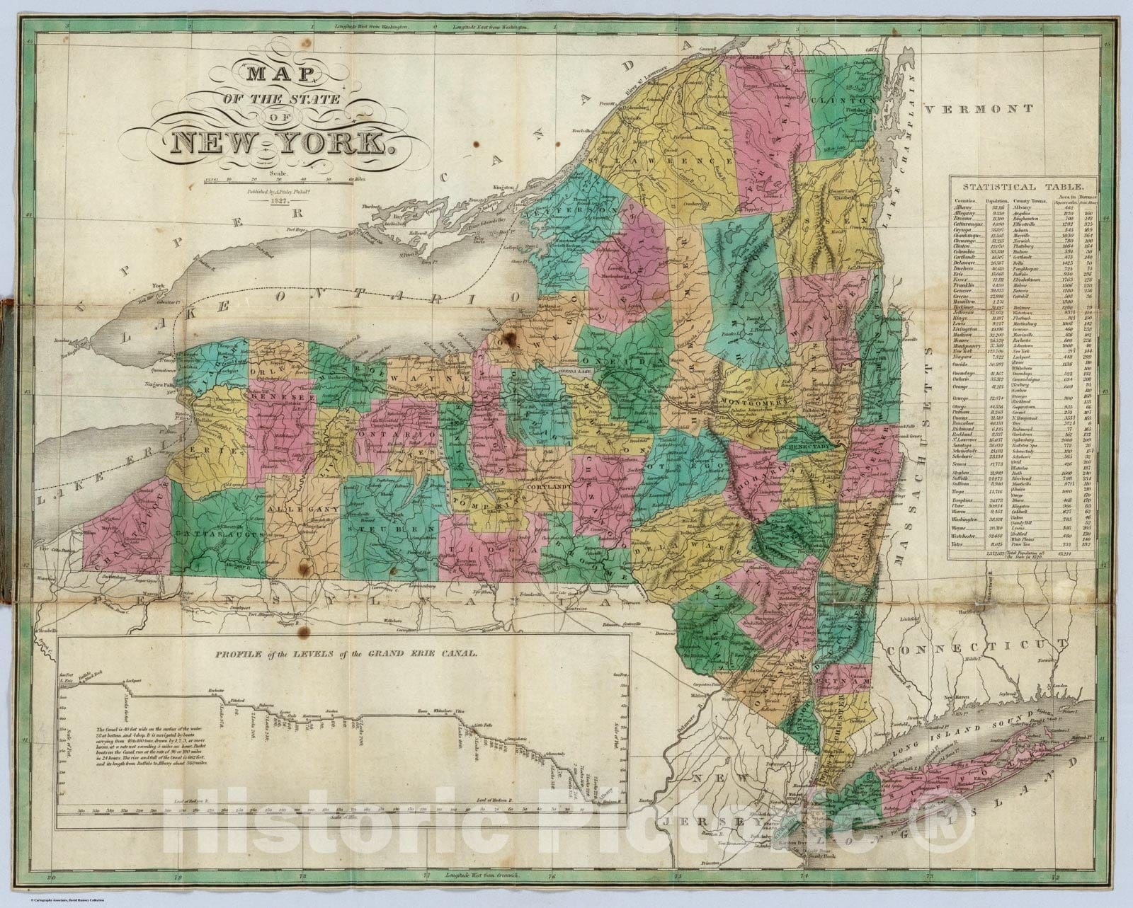 Historic Map : New York, 1827, Vintage Wall Art