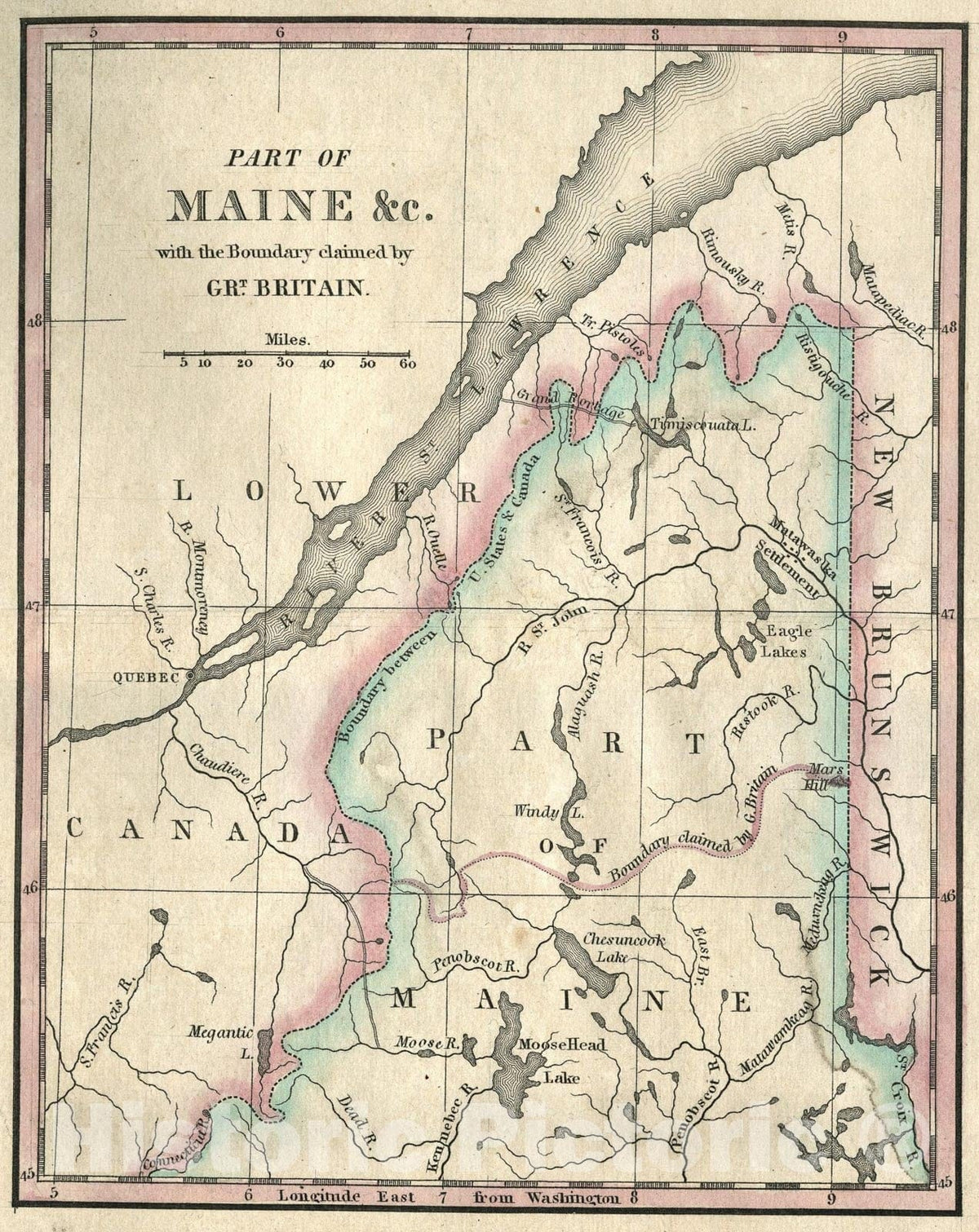 Historic Map : Maine, 1828, Vintage Wall Art