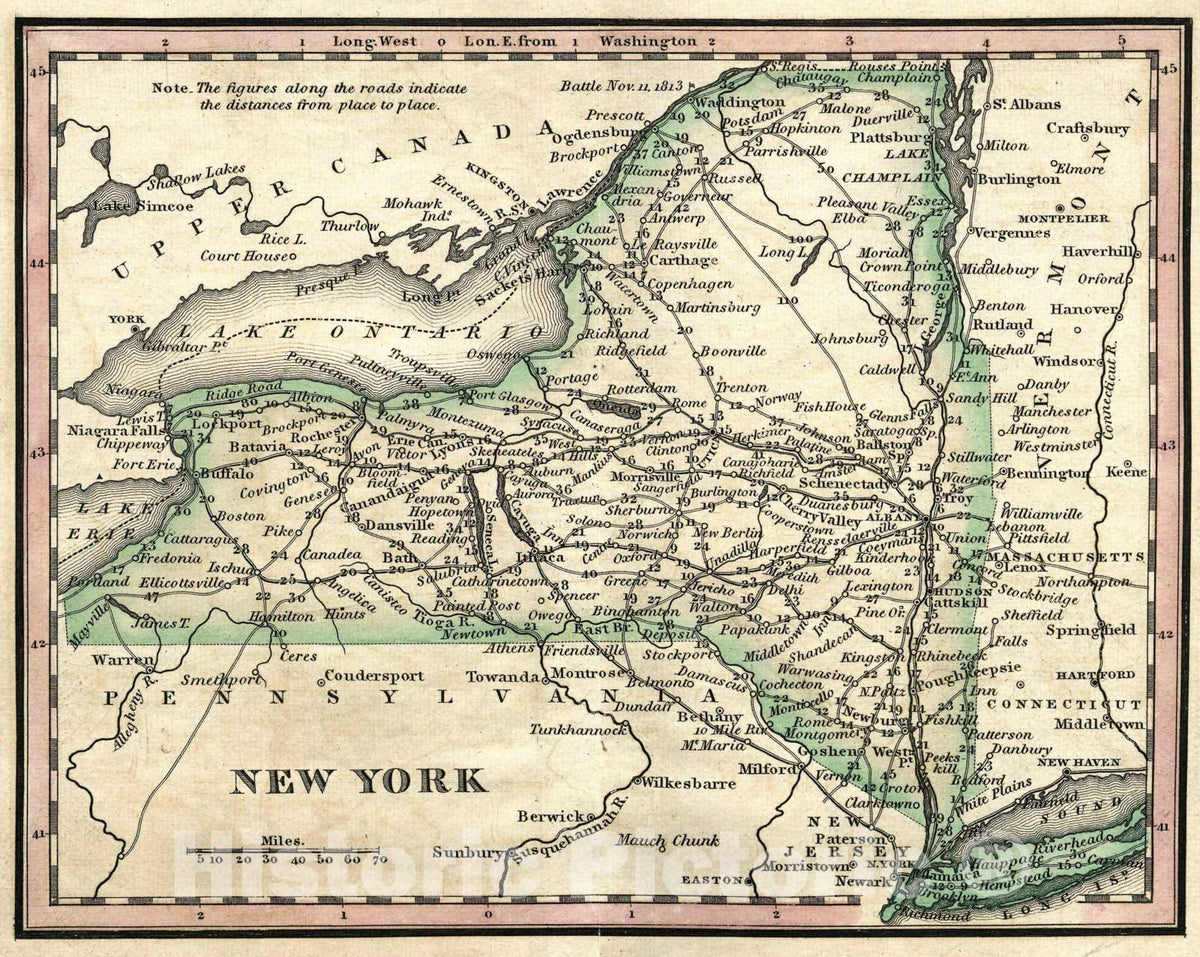 Historic Map : New York, 1828, Vintage Wall Art