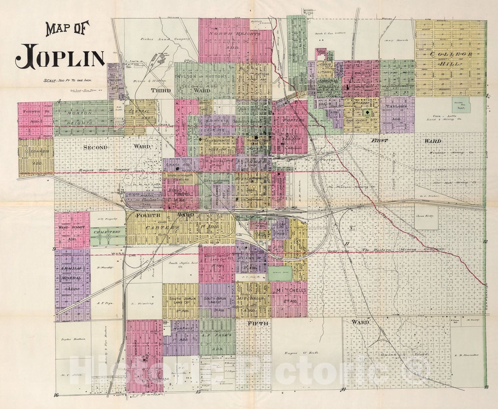 Historic Map : Joplin, Missouri., 1895, Vintage Wall Art
