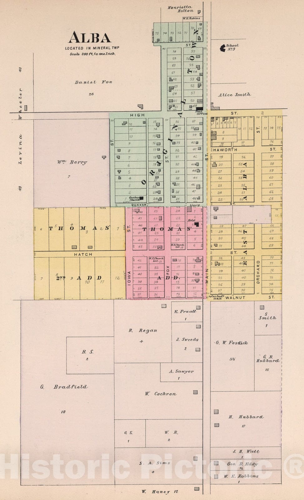 Historic Map : Alba, Missouri., 1895, Vintage Wall Art