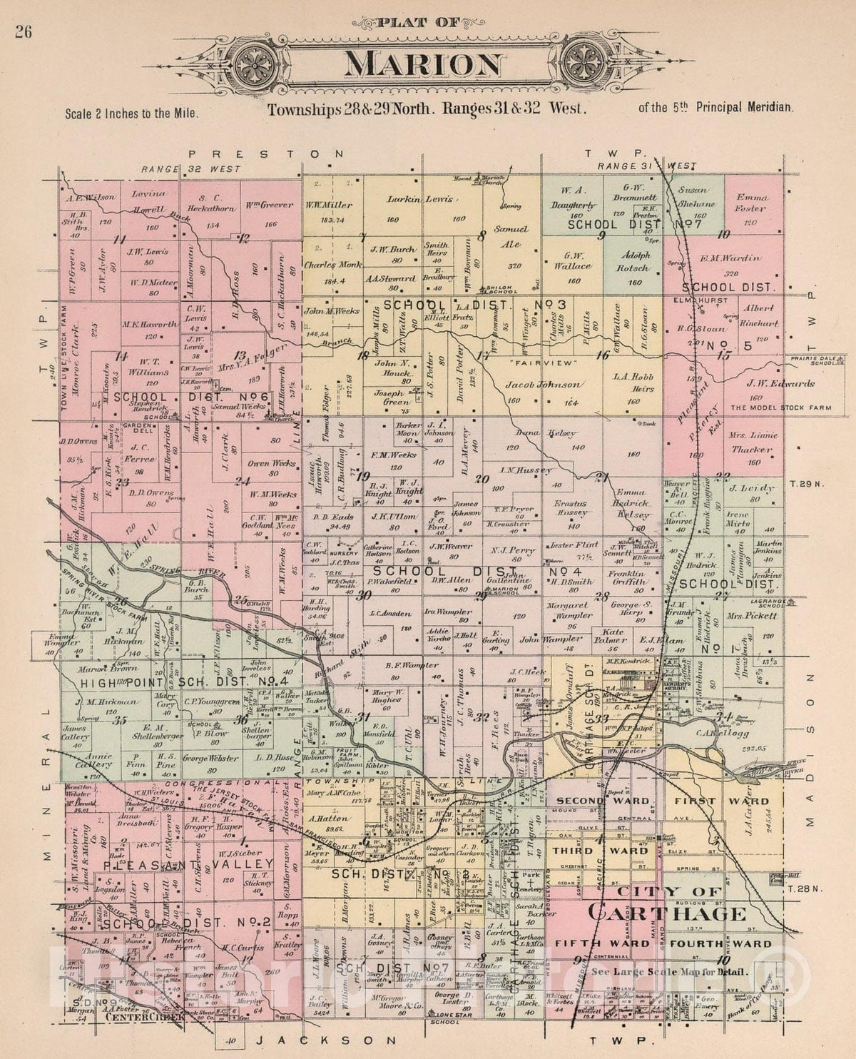 Historic Map : Plat of Marion, Missouri., 1895, Vintage Wall Art