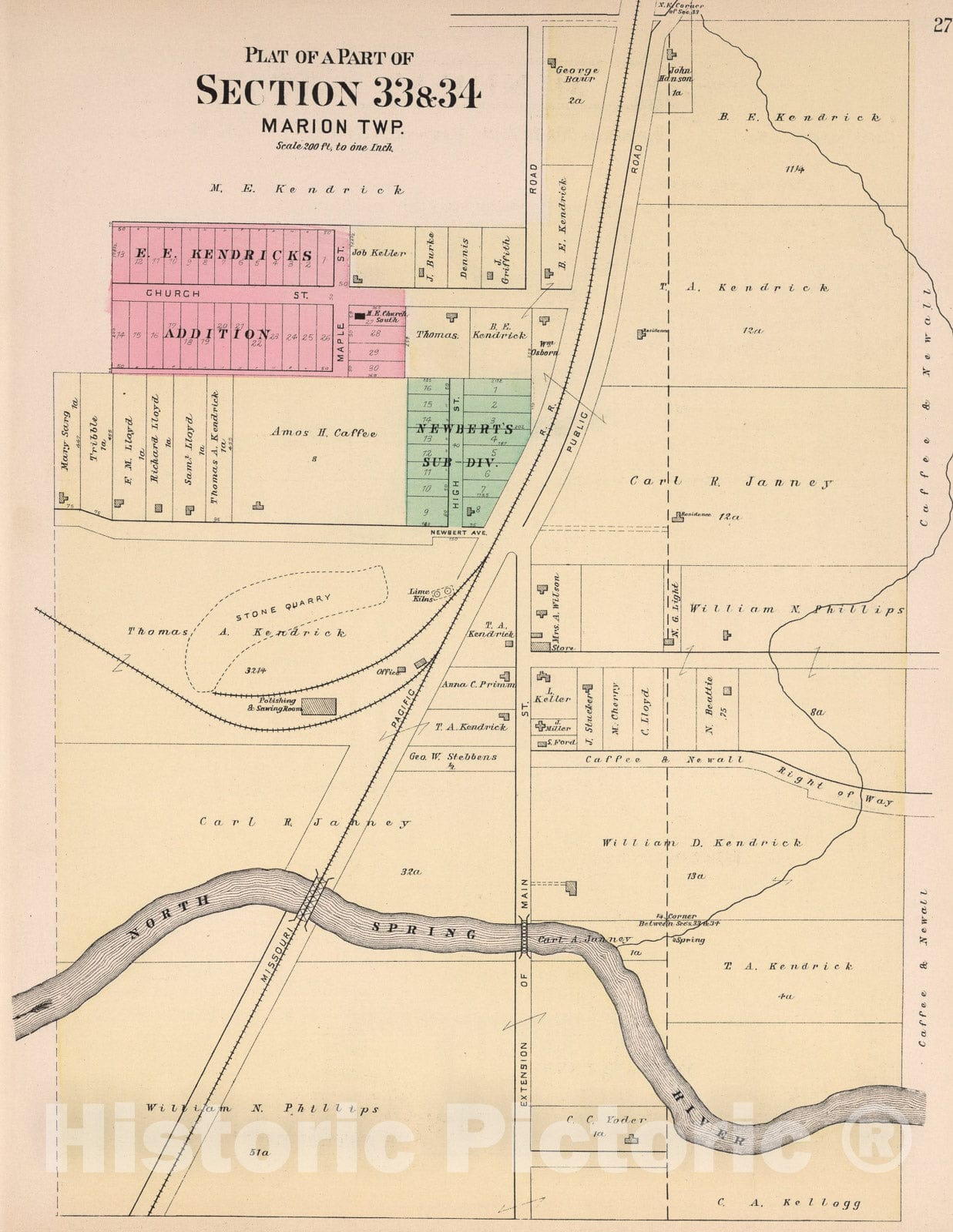 Historic Map : Plat of a Part of Marion Township, Missouri., 1895, Vintage Wall Art