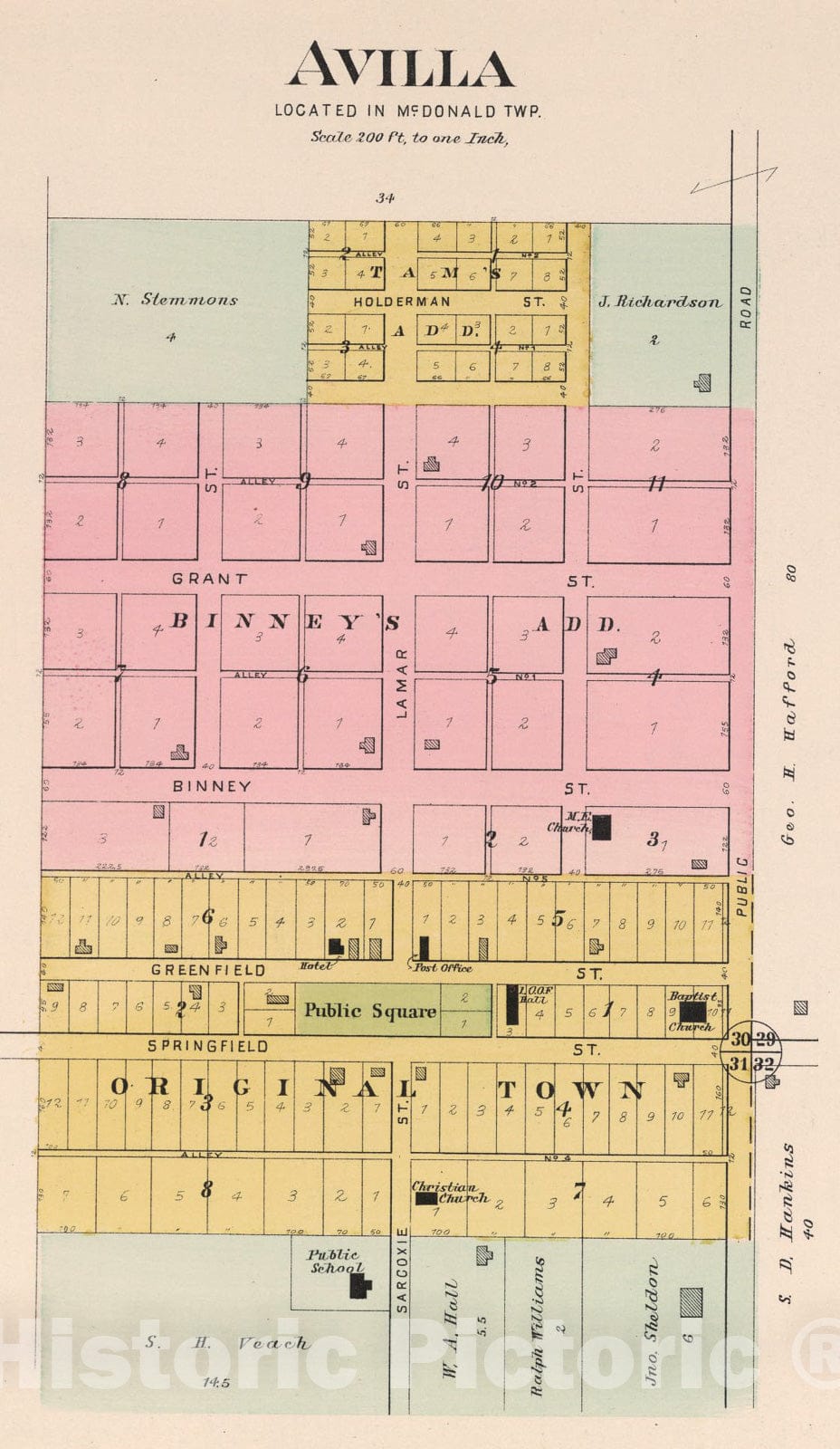 Historic Map : Avilla, Missouri., 1895, Vintage Wall Art