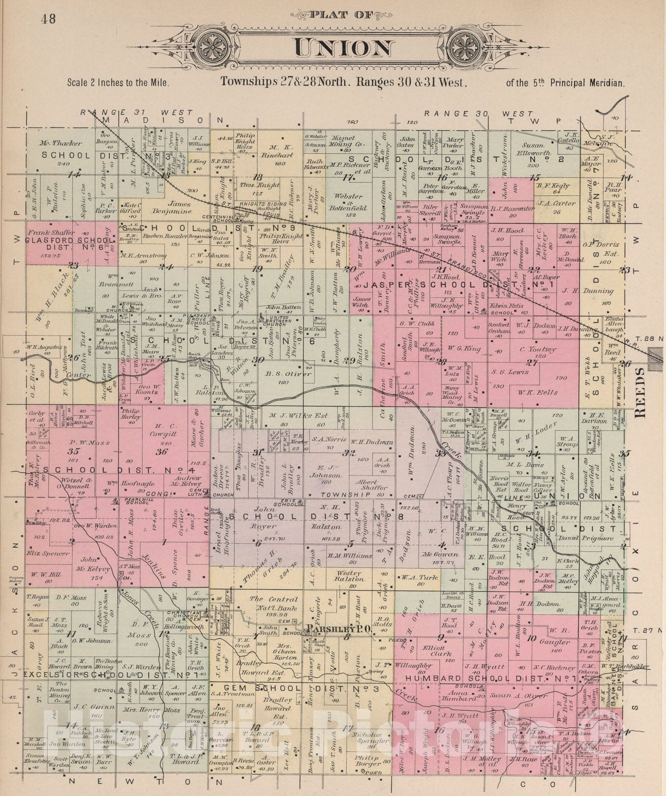 Historic Map : Plat of Union, Missouri., 1895, Vintage Wall Art